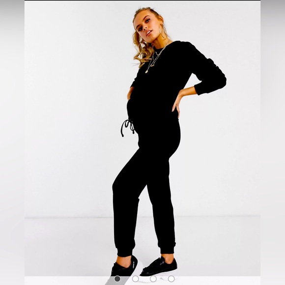 ASOS DESIGN Maternity tracksuit slim sweat / sweatpants in black Size 14 NWOT - Picture 1 of 5